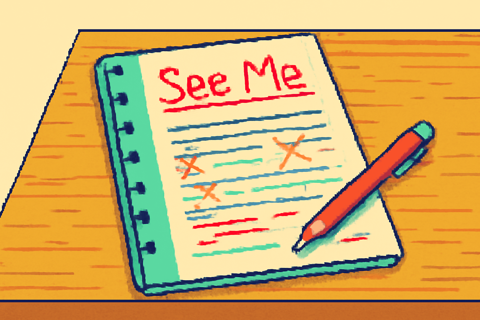 The 'See Me' Written in Red Pen