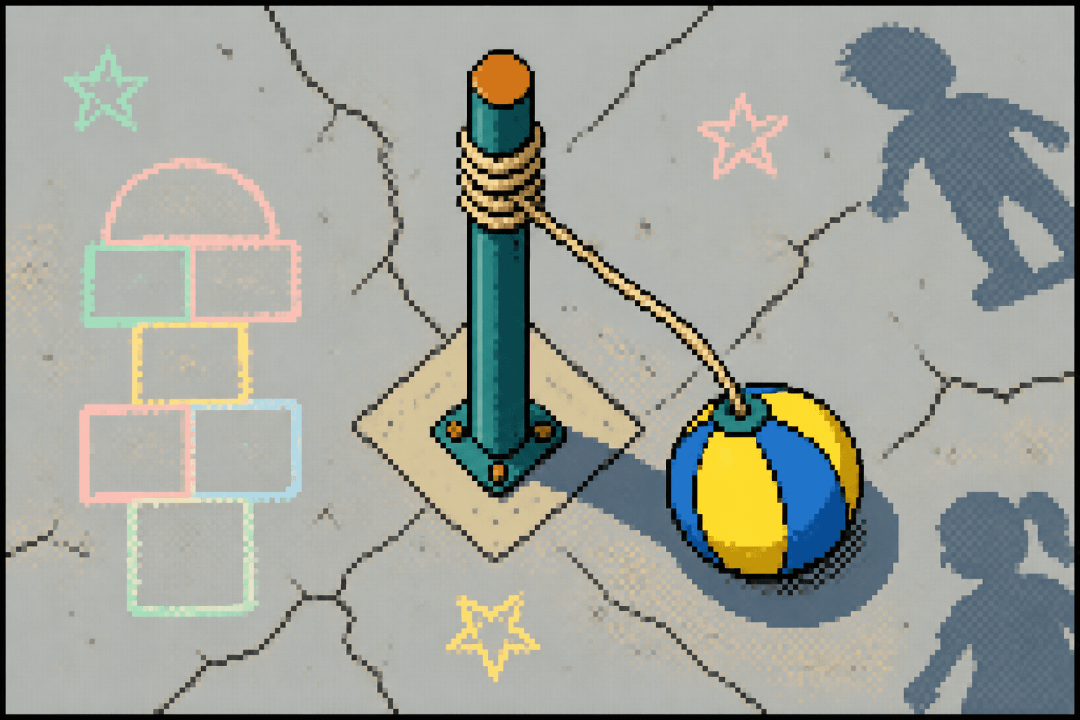 The Tetherball Was Yellow and Blue and Slightly Deflated
